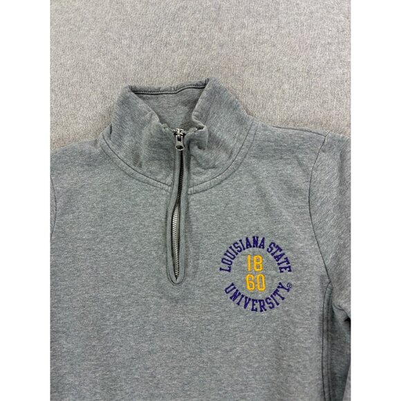 LSU Tigers League 1/4 Zip Campus Pullover Sweatshirt (Women's Small) Gray - Picture 2 of 13
